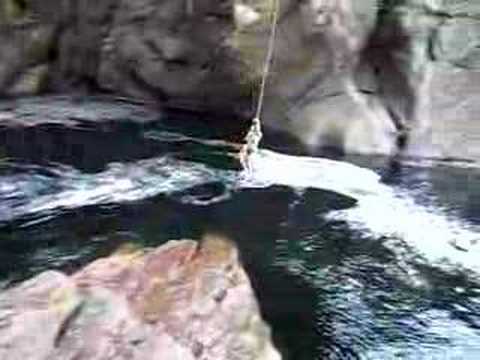 Christy on rope swing into the Hudson River