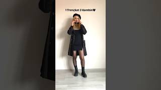 1 trençkot 3 kombin 🍒🖤 #fashion #style #ootd #shorts #fashionshorts #outfitoftheday #grwm