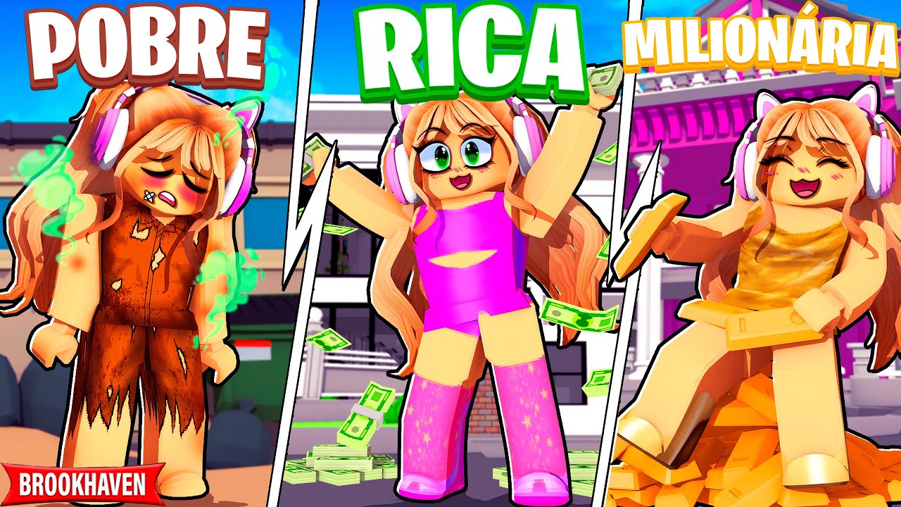 24 HORAS SENDO POBRE, RICA E MILIONÁRIA NO BROOKHAVEN!!! - ROBLOX