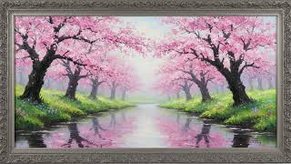 Serene Cherry Blossom Gallery | Spring Sakura Oil Painting 4K Frame TV Art with Music screenshot 3