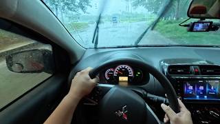 POV Driving in Heavy Rain | Mitsubishi Mirage G4 | 4K (No Talking)