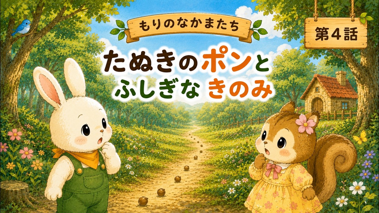 読み聞かせ絵本】もりのなかまたち 第4話｜たぬきのポンとふしぎなき