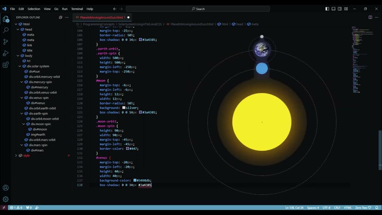 Animated Solar System Using HTML & CSS - YouTube