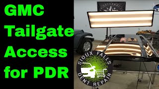 GMC Tailgate Access for Paintless Dent Removal - Tailgate Repair - Sioux Falls Dent Repair