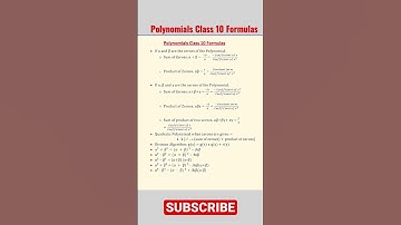 Polynomials | Class 10 | Formulas #shorts #class10maths #polynomials