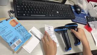 Show you 2 barcode scanner connect to one dongle,upload data to one computer