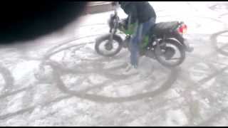 Motorcycle Simson Drift on Snow