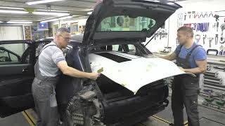 Пежо 3008. Меняя крыло, залезли под крышу. Body repair after an accident.