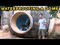 Waterproofing an air crete  super adobe dome