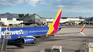 Southwest Airlines 737-800 at Las Vegas International Terminal after arriving from Cancun Mexico