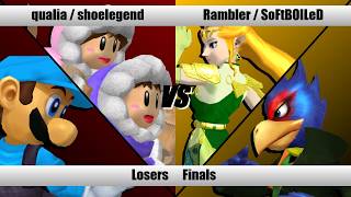 SBY April 2026 Monthly - qualia (P1) / shoe (P4) Vs. Rambler (P2) / SoFt (P3) - Melee Doubles LF screenshot 4