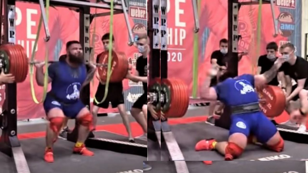 Russian WeightLifter Breaks Both of his Knees squatting 400 KG YouTube