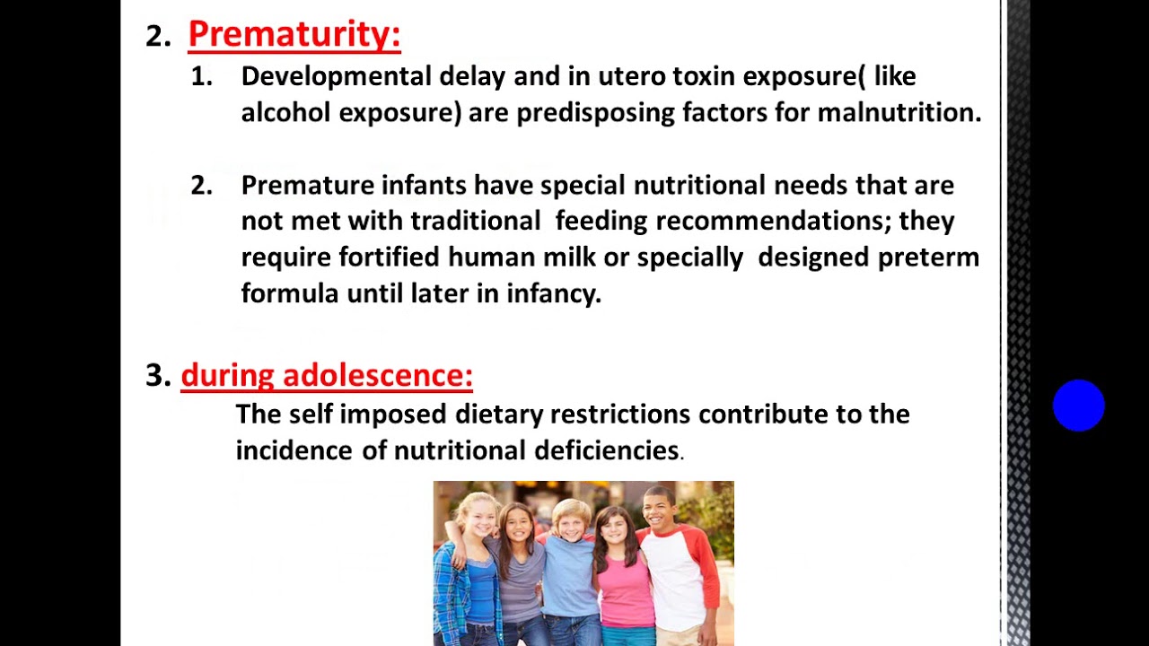 محاضرة علمية(المرحلة الرابعة / طب الاطفال /Malnutrition)الجزء1