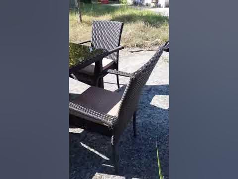 Комплект обеденной плетеной мебели из искусственного ротанга цвета ...
