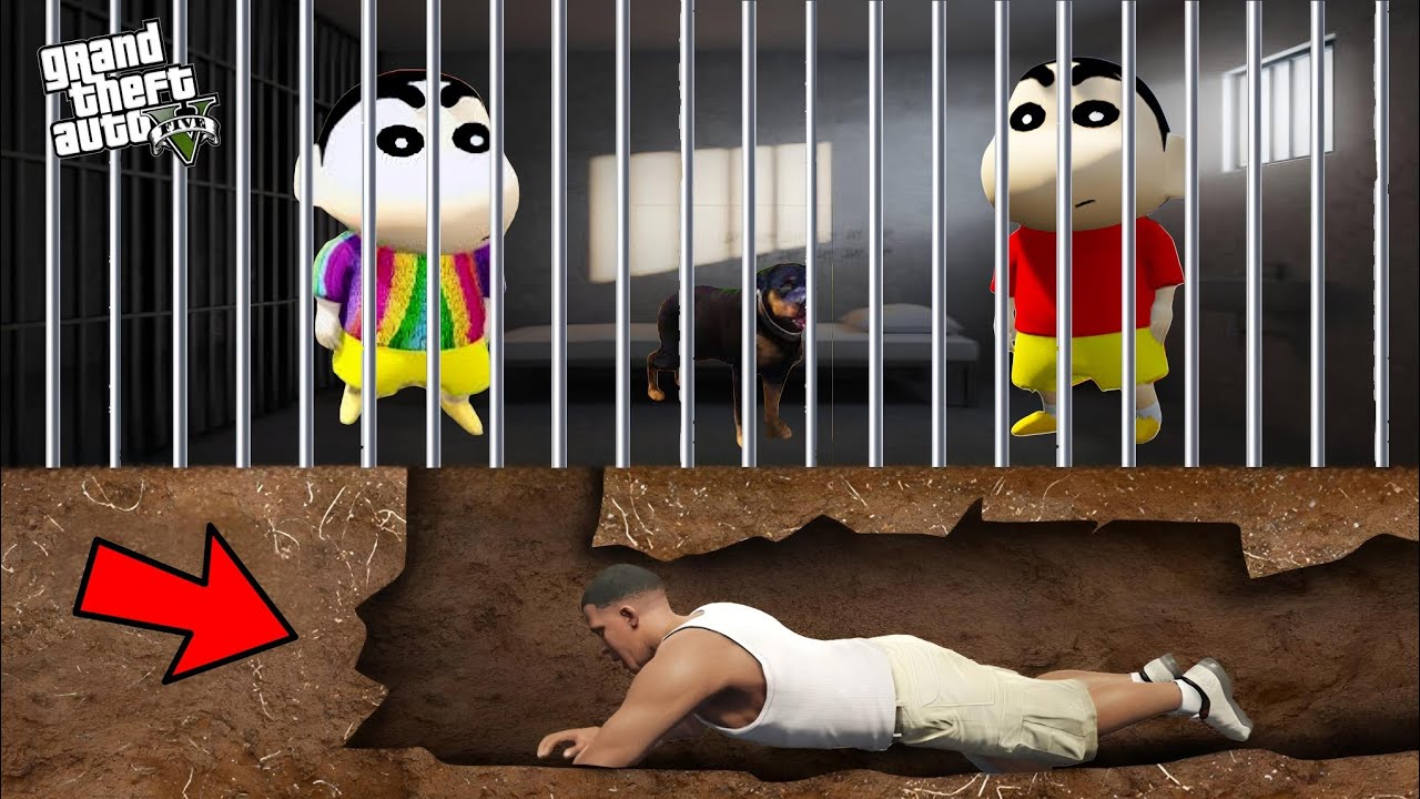 GTA 5 : FRANKLIN DIG A TUNNEL TO SAVE SHINCHAN AND PINCHAN FROM JAIL