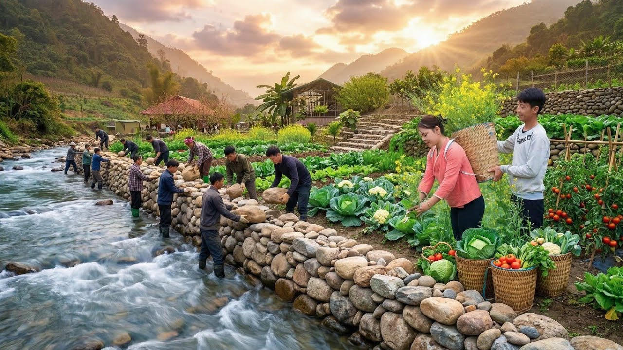 Наша автономная ферма переживает сезон наводнений! Собираем урожай, строим каменную стену и выращива