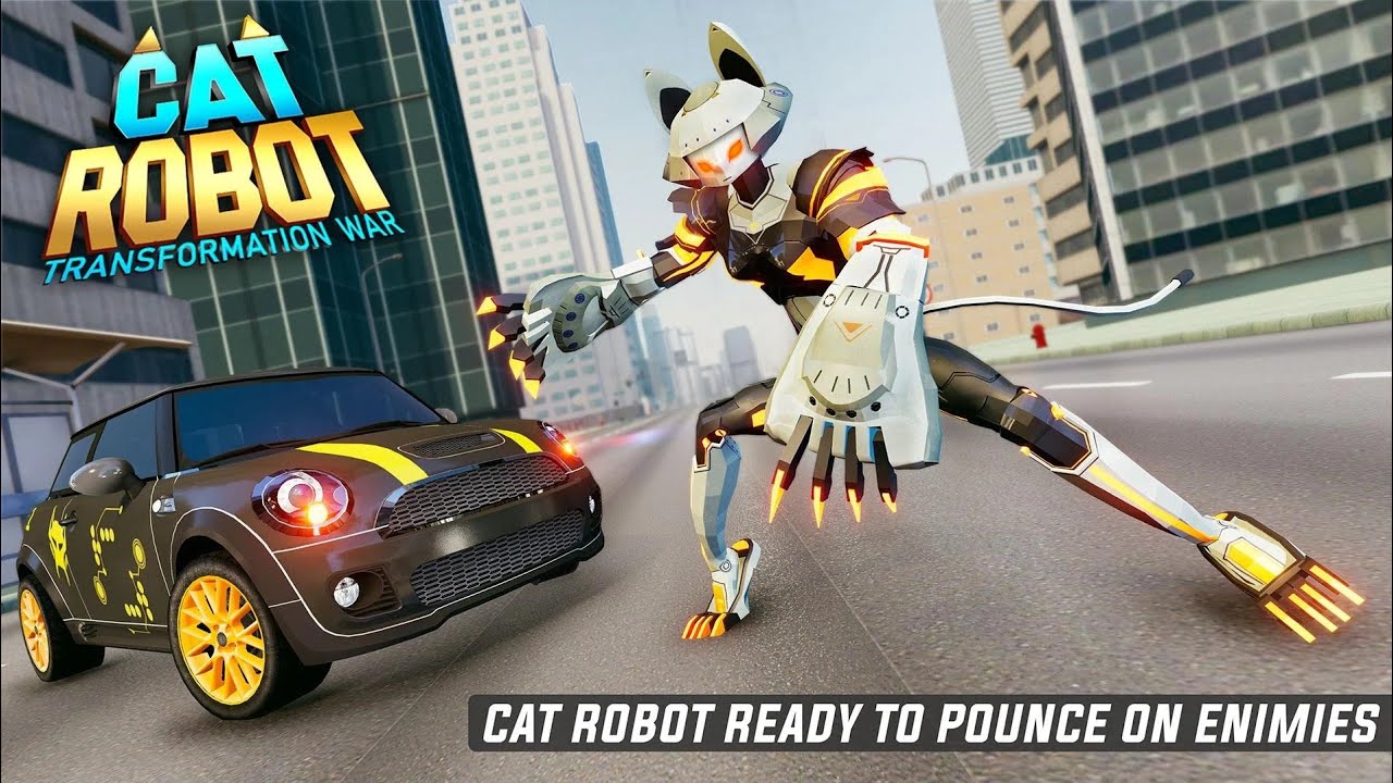 Cat Robot Car Game - Car Robot War - Android