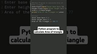 Python program to Calculate Area of Triangle #pythonprograms #pythoncoding #pythoninterviewprograms