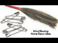 3 Superb Home Decor Ideas using Old Broom and Safety pins - DIY Crafts Ideas - Waste material craft