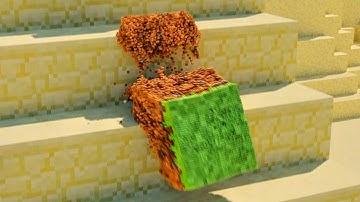I drop a Grass Block Minecraft with a piston - CGI