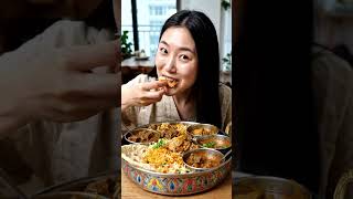 korean girl eating lots of beef curry biryani #asmr #visualtingle #asmrsounds #special #youtube