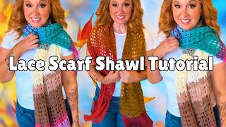 EASY crochet tutorial- easy crochet scarf shawl great stash buster wear as a shawl or scarf any size