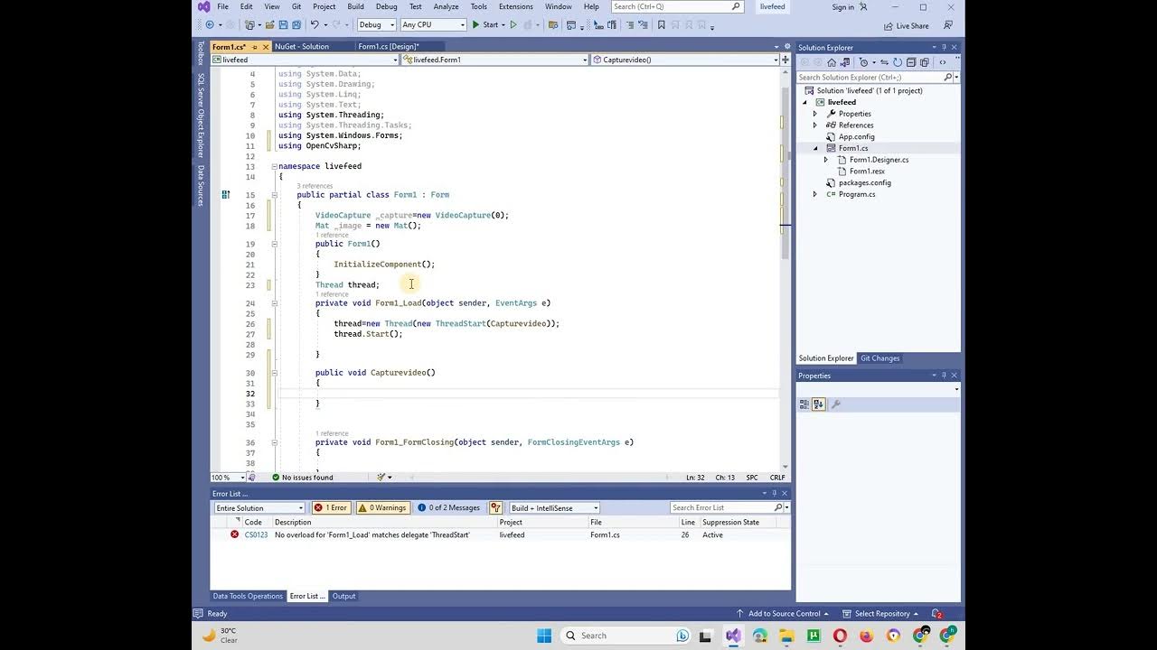 how to display the edge detection camera feed in C using OpenCvSharp YouTube