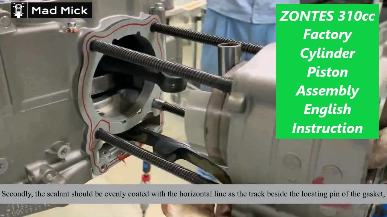 ZONTES 310 cc Factory Cylinder Piston Assembly English Instruction