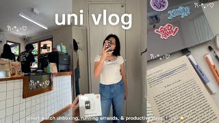 Uni Vlog Productive Days, Reading, Smart Watch Unboxing, & Running Errands .ᐟ