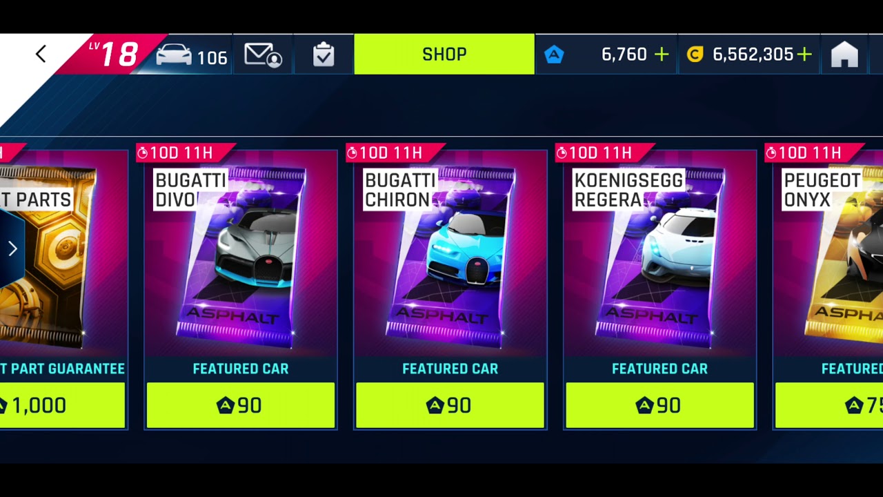 Asphalt 9 : opening Bugatti Divo packs and unlocking the Divo