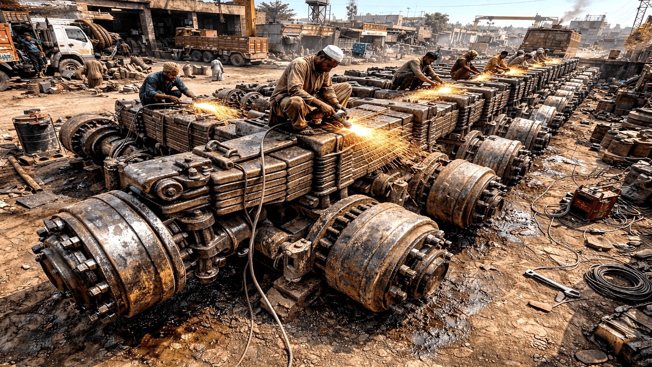 Restoring a Totally Twisted Rear Axle on a 30-Ton Pakistani Cargo Truck 