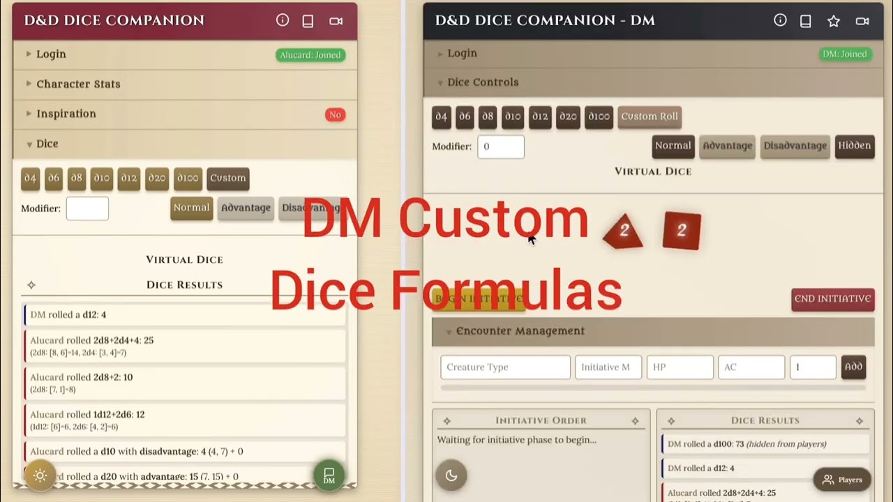 D&D Dice Companion Demo: Synchronized Dice Rolling for Remote D&D Games