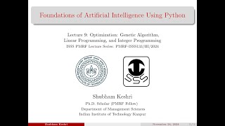 AI Course | Lecture 9: Optimization: Genetic Algorithms, Linear & Integer Programming | LP, and IP