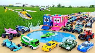 Awesome! Super Long Tank Truck Transports Toy Cars! Fire Trucks, Racing Cars, and Trucks!🚒