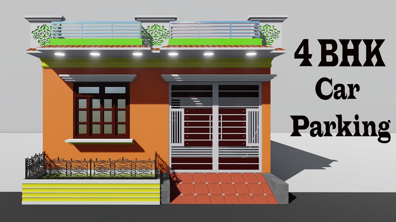 20 by 40 makan 4 bedroom with car parking 3D car parking house plan # AtoZ house designing