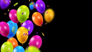 Футаж для видео монтажа воздушные шары и конфетти на черном фоне | воздушные шарики футаж