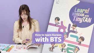 #bts #tinytan the voice of bts's v welcomed this reporter to “learn!
korean with tinytan” learning kit via “motipen,” which was just
one th...