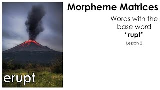Morpheme Matrices - Words with the base word "rupt" - Lesson 2