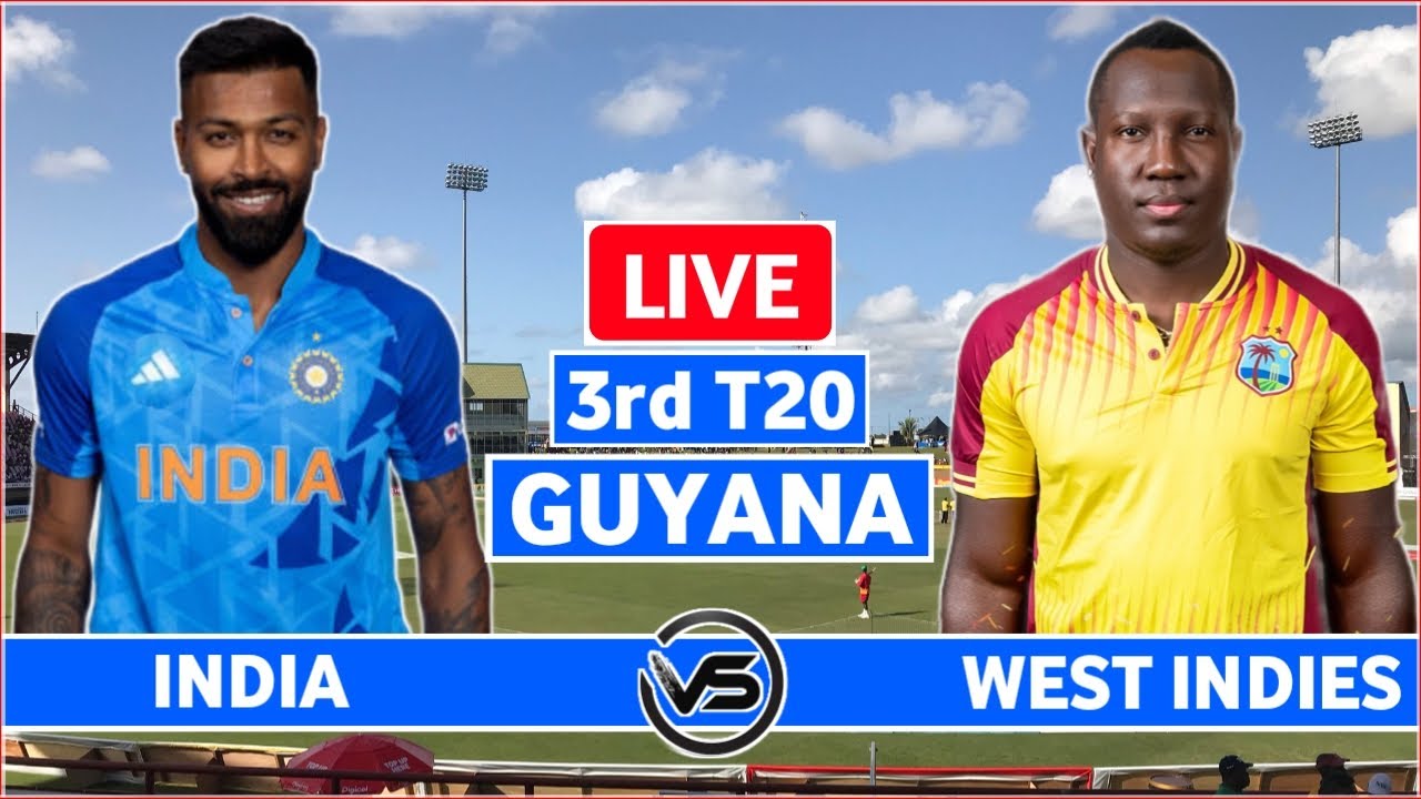 India vs West Indies 3rd T20 Live IND vs WI 3rd T20 Live Scores and Commentary
