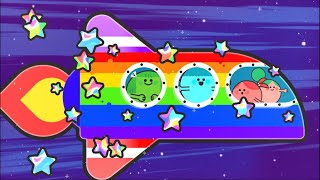 Magic Rainbow Spaceship | Spaceship Adventure | Painting & Coloring for Kids | Happy Dots in Space