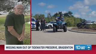 Crews search by land, air, and water for an elderly man missing since Sunday