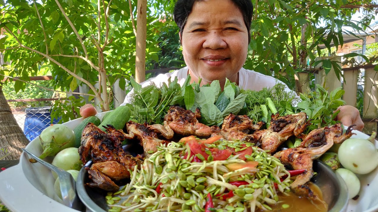 แซ่บๆกับยายนงปิ้งกบส้มตำง่ายๆแต่แซ่บสุดใจlสไตล์นายฮ้อยเผือก21/11/19