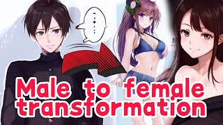 Male to female anime transformation Shapeshift TSF TG TF Sequence gender change