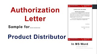 How to make authorization letter for product distributor  | To whom it may concern