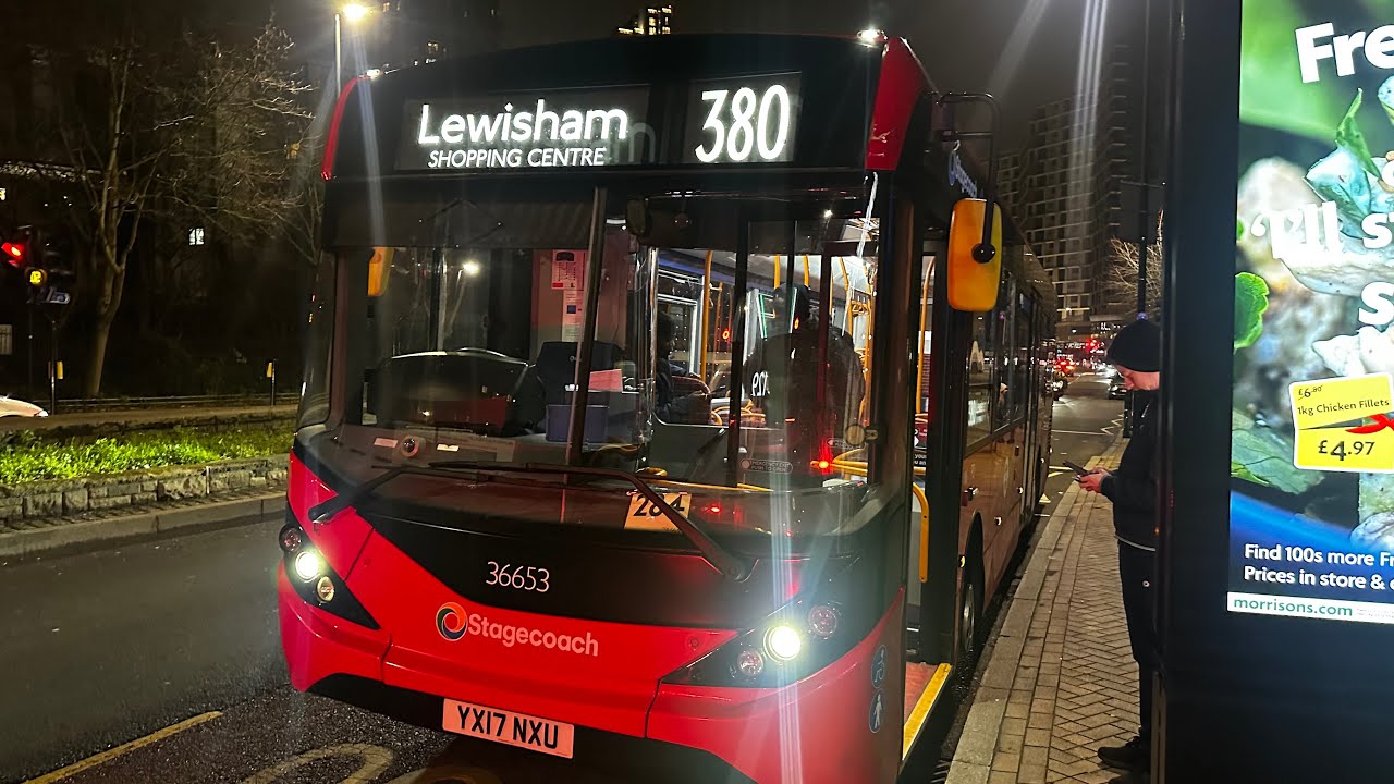 journey on route 380 to Lewisham Shopping Centre| Stagecoach London 36653 YX17 NXU