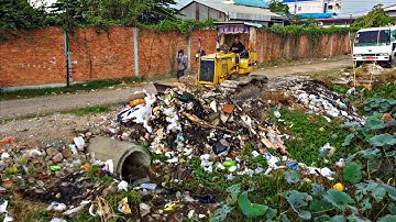 Amazing Start New Project!! Filling Land Delete Garbage In Flooded Area Using Komat