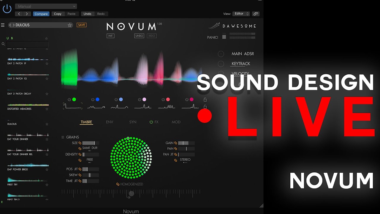 Sound Design LIVE! - Novum preset making | A pluck or two