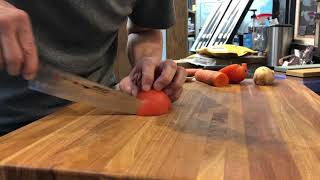 Knife technique for cutting soft items like tomatoes, meat, fish, and chicken screenshot 4