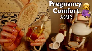 ASMR | Friend Pampers You During Your Pregnancy (ice, hairbrush, body oil, makeup) {layered sounds}