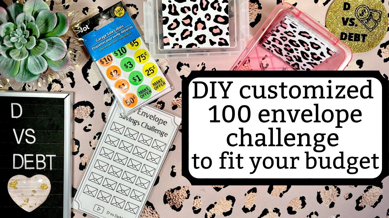 DIY customized 100 envelope savings challenge box using yard sale ...